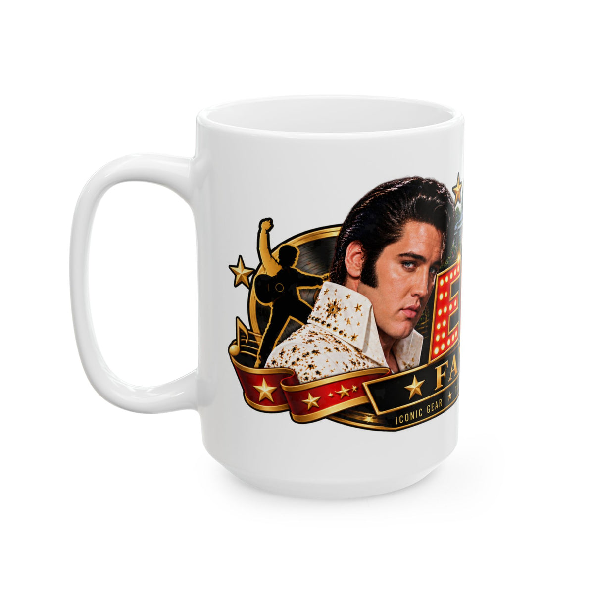Elvis Fan Shop Ceramic Mug — Retro Rock 'n' Roll Design (11oz, 15oz)