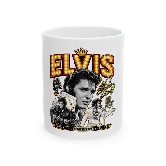 Elvis Presley Vintage Collage Ceramic Mug – Rock 'n' Roll Legend 11oz/15oz