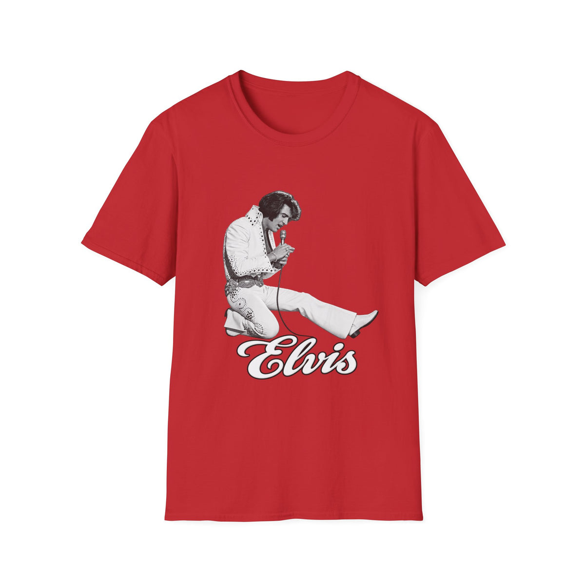 Kneeling Elvis Vintage Script Tee