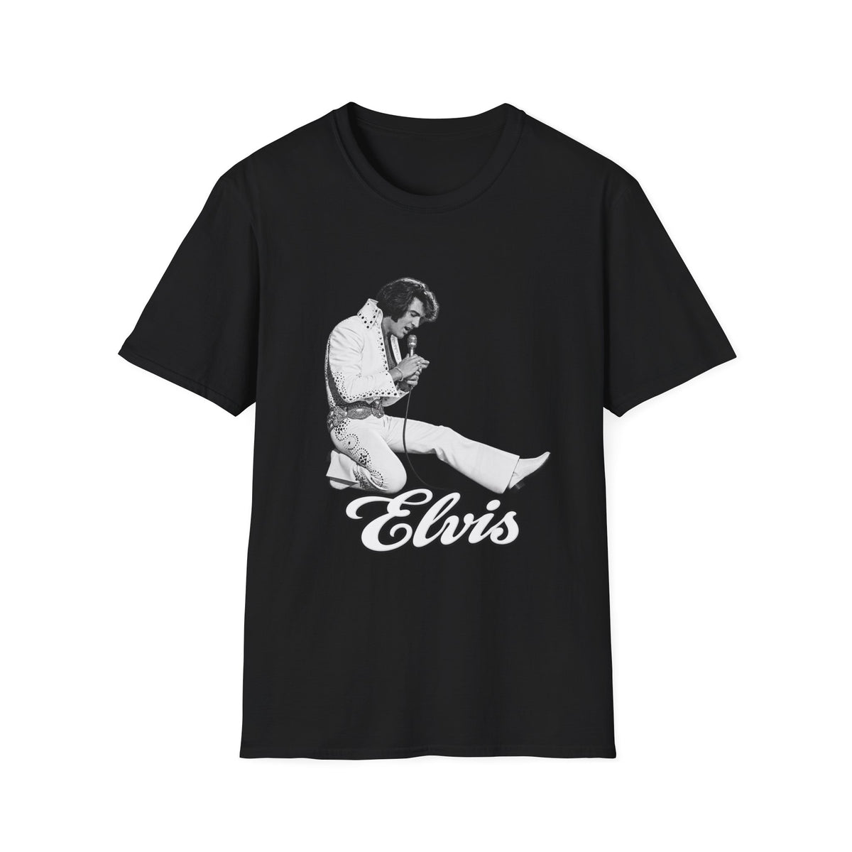 Kneeling Elvis Vintage Script Tee
