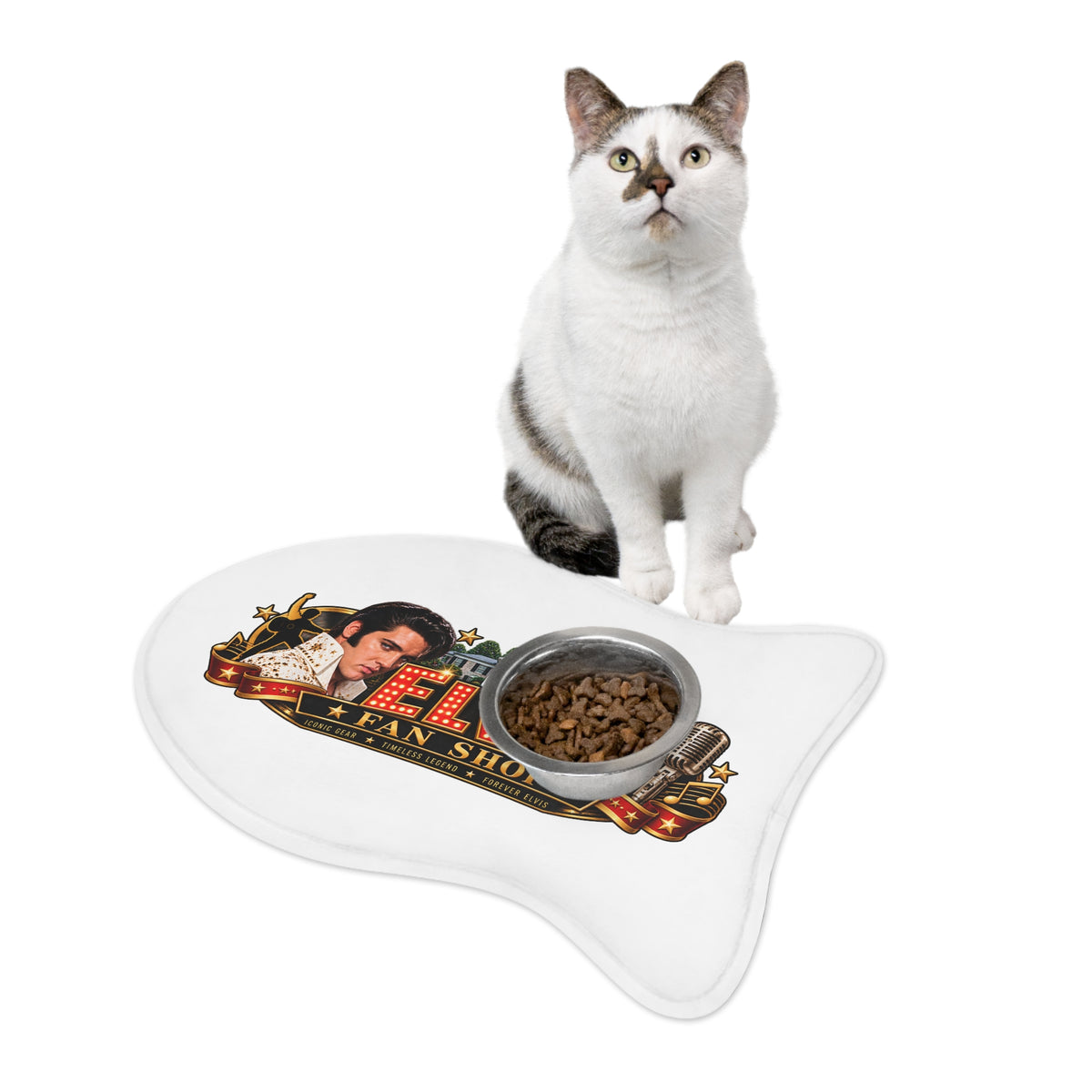 Elvis Fan Shop Pet Feeding Mat – Retro Graceland Dog & Cat Bowl Placemat