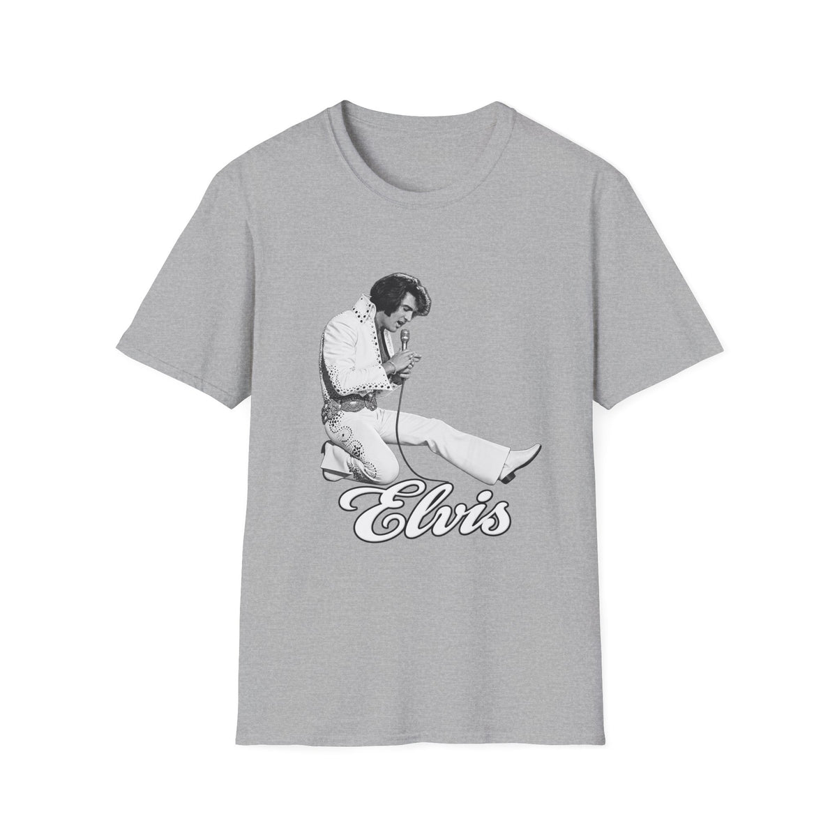 Kneeling Elvis Vintage Script Tee