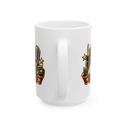 Elvis Fan Shop Ceramic Mug — Retro Rock 'n' Roll Design (11oz, 15oz)