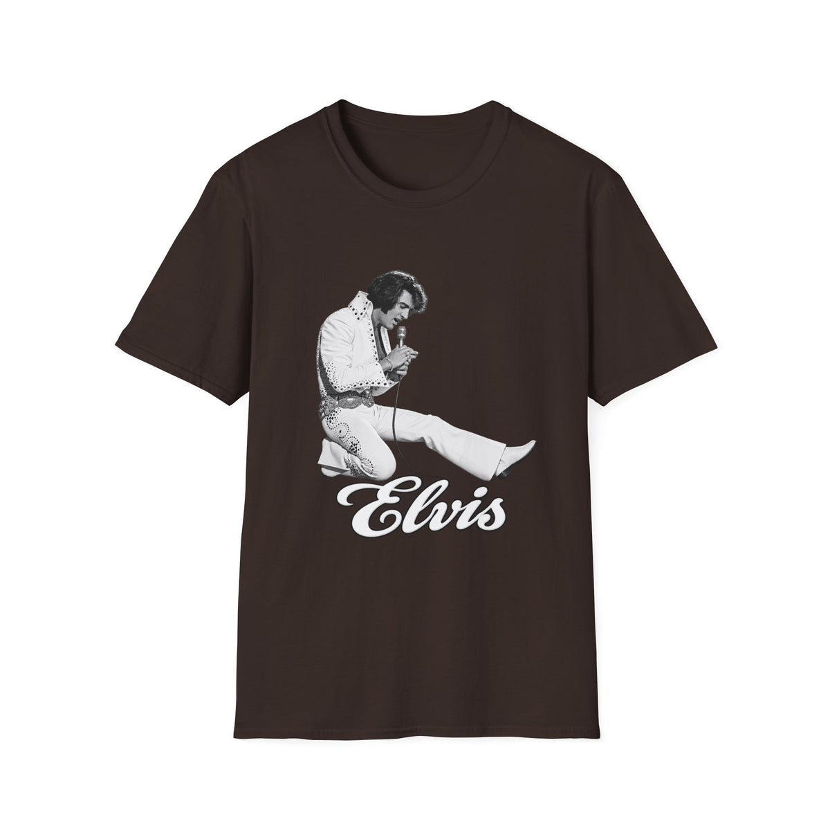 Kneeling Elvis Vintage Script Tee