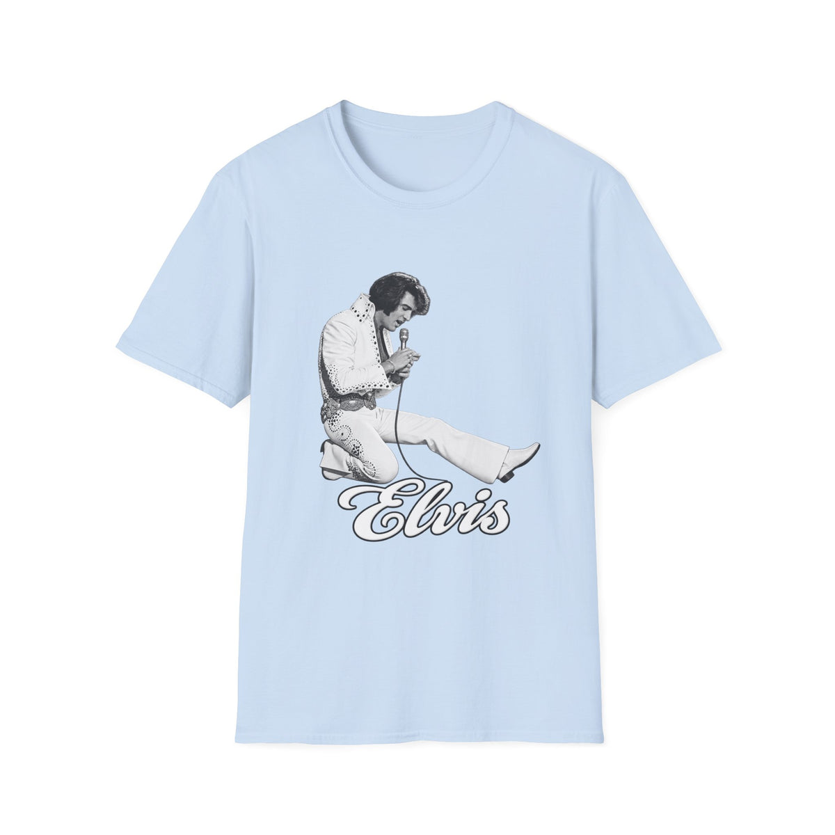 Kneeling Elvis Vintage Script Tee