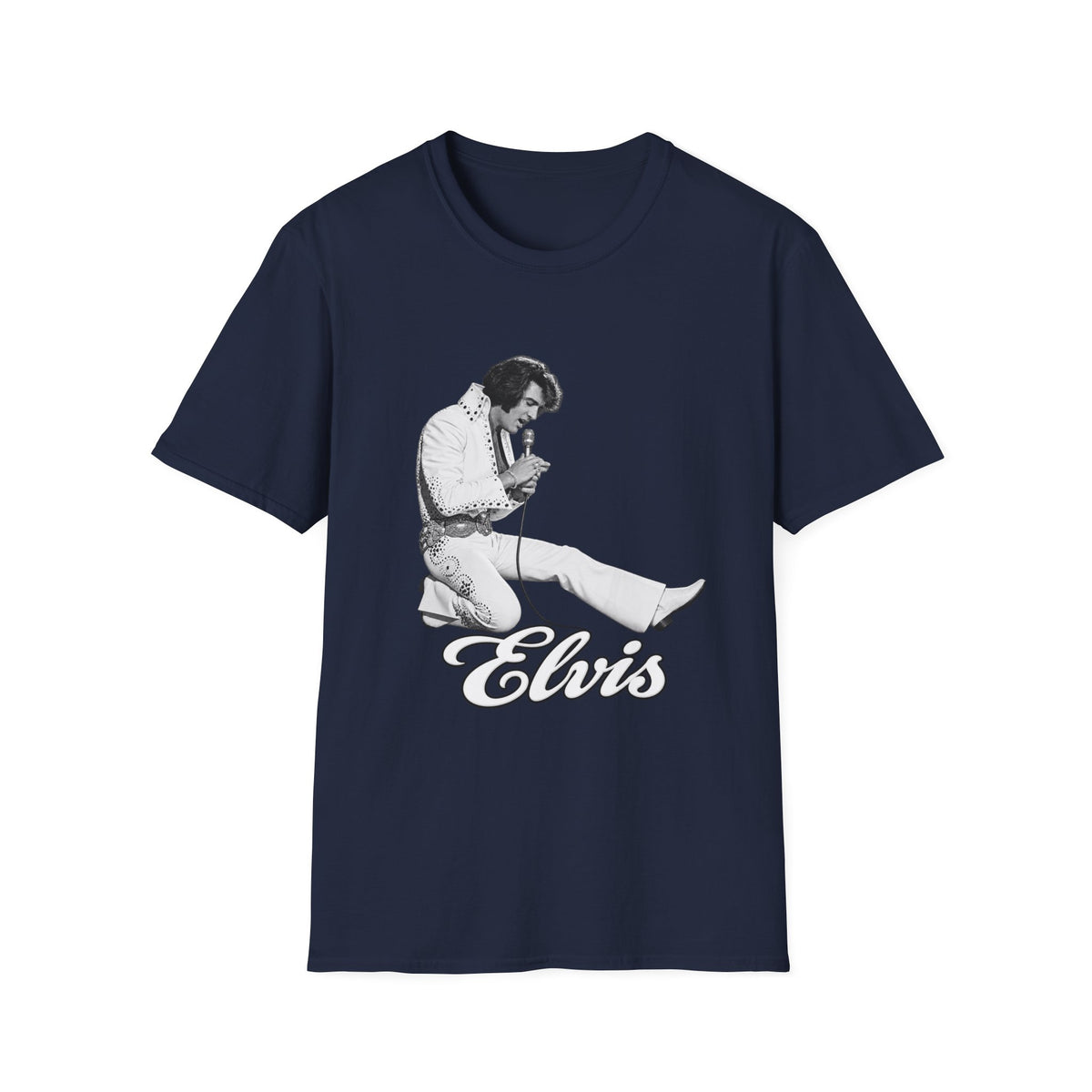 Kneeling Elvis Vintage Script Tee