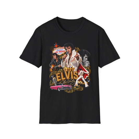 Vintage Vegas Rock Legend T-Shirt - Elvis Collage Graphic Tee