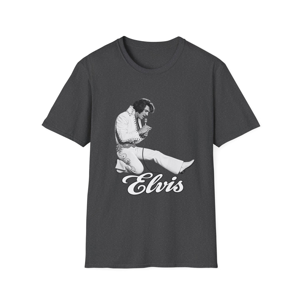 Kneeling Elvis Vintage Script Tee